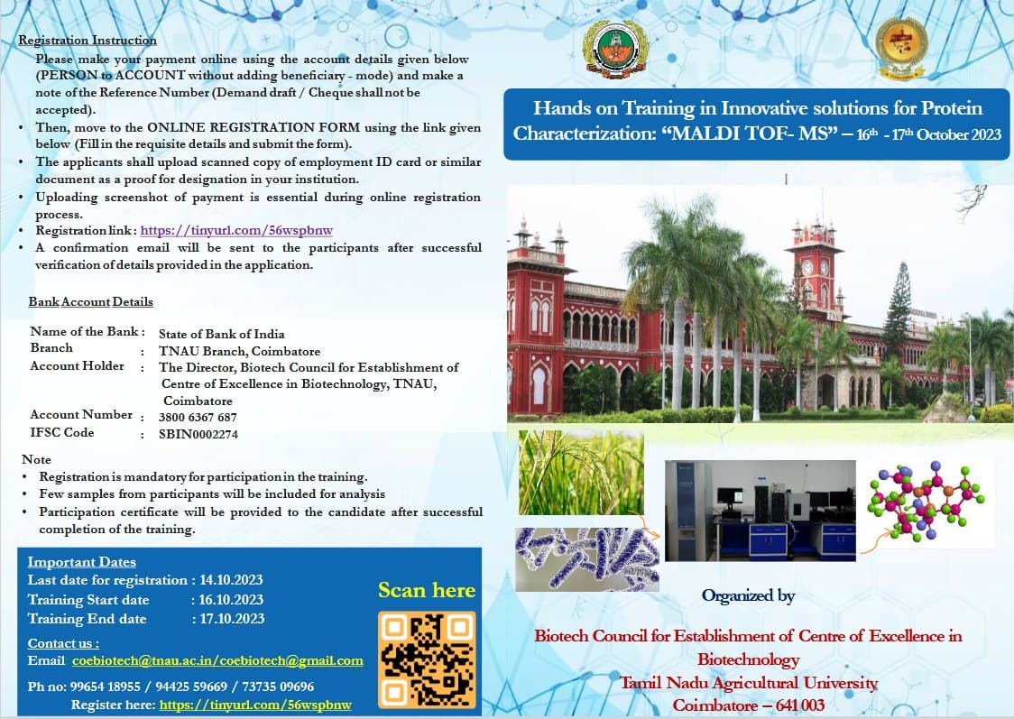 Hands on Training on Innovative Solutions for Protein Characterization: "MALDI TOF-MS"