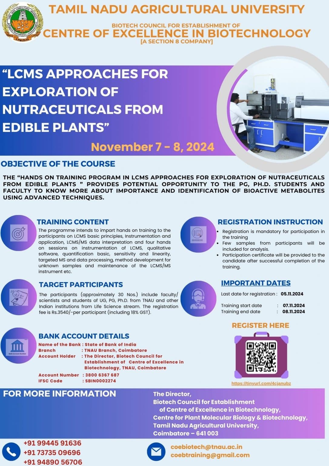 Hands on Training in "LC-MS Approaches for Exploration of Nutraceuticals from Edible Plants"